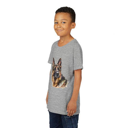 German Shepherd Head Youth Unisex Short Sleeve Crewneck Tee