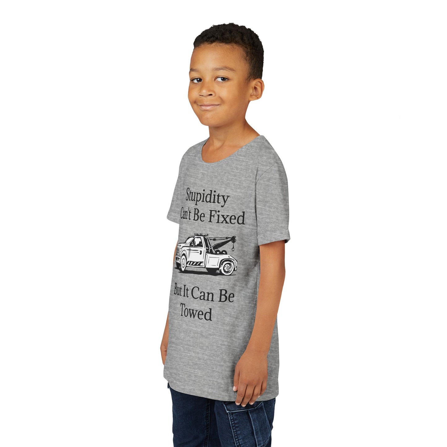 Stupidity Wheel Lift Tow Truck Youth Unisex Short Sleeve Crewneck Tee
