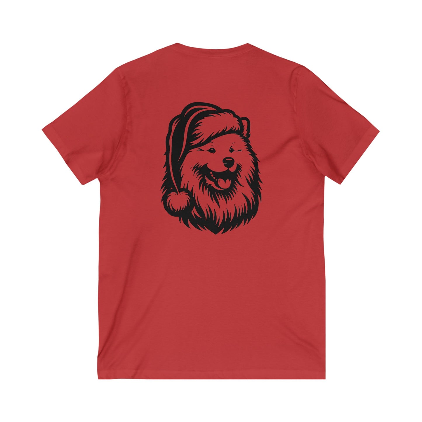Santa Paws Samoyed Unisex Short Sleeve V-Neck Tee