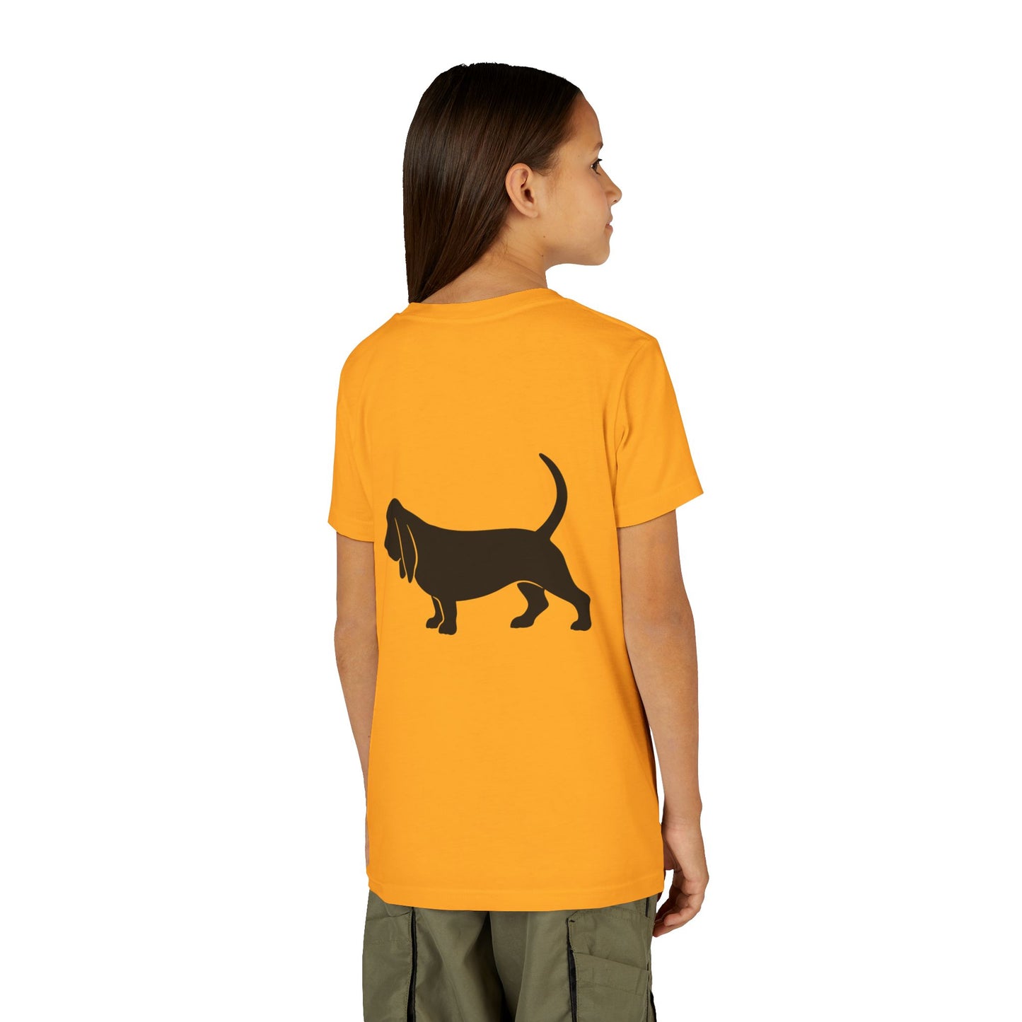 Basset Hound Silhouette Youth Unisex Short Sleeve Crewneck Tee