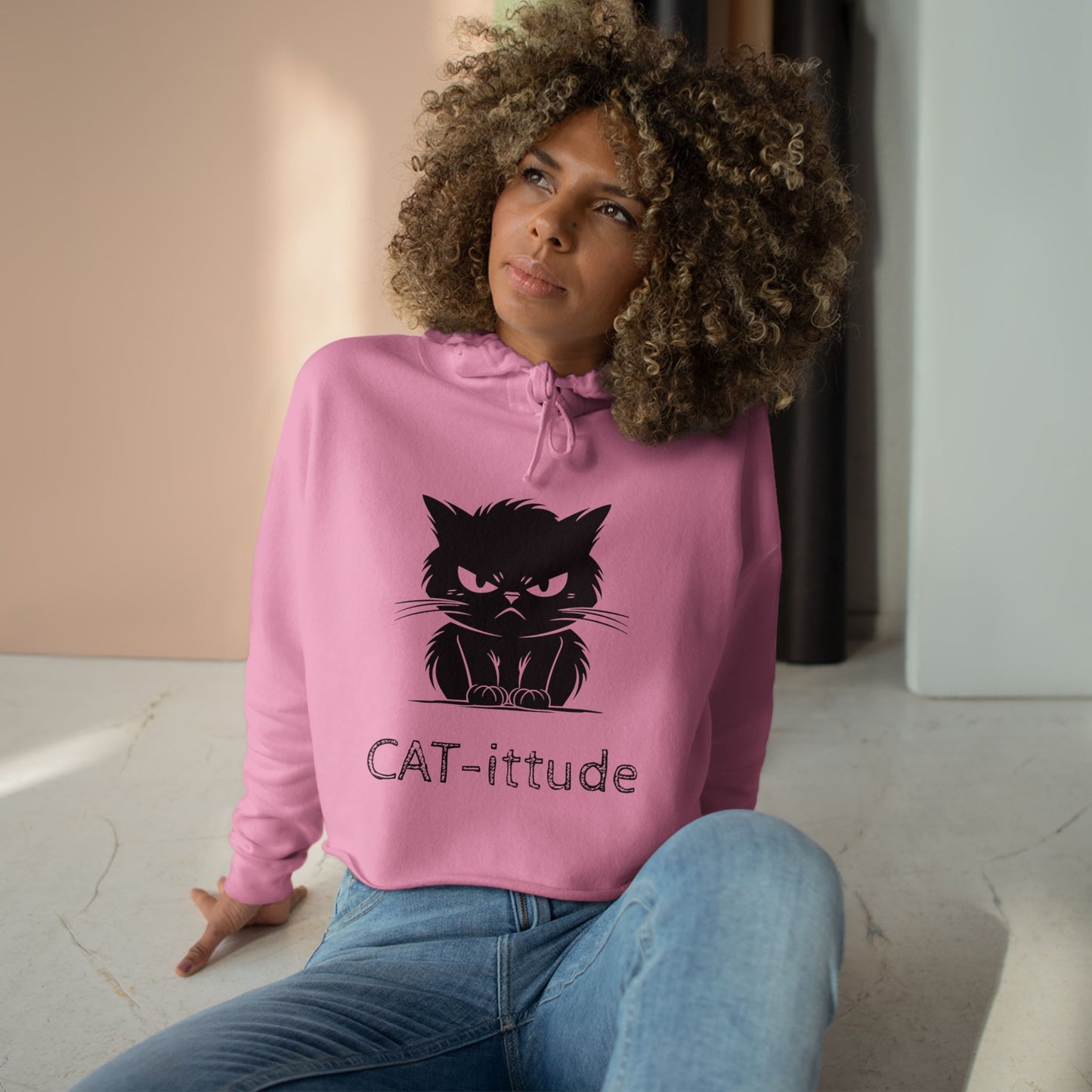 CAT-ittude Women's Crop Hoodie