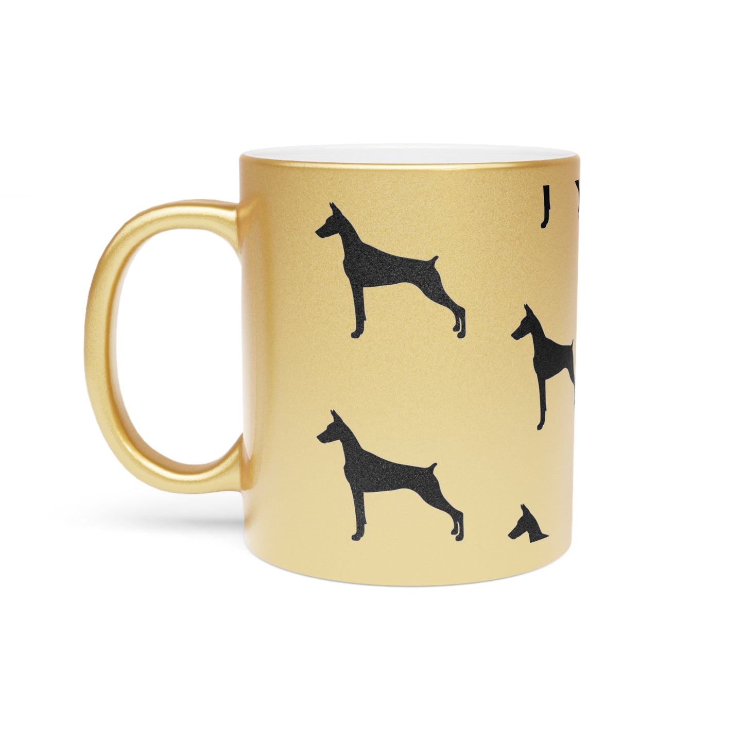 Doberman Silhouette Metallic Coffee Mug