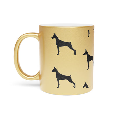 Doberman Silhouette Metallic Coffee Mug