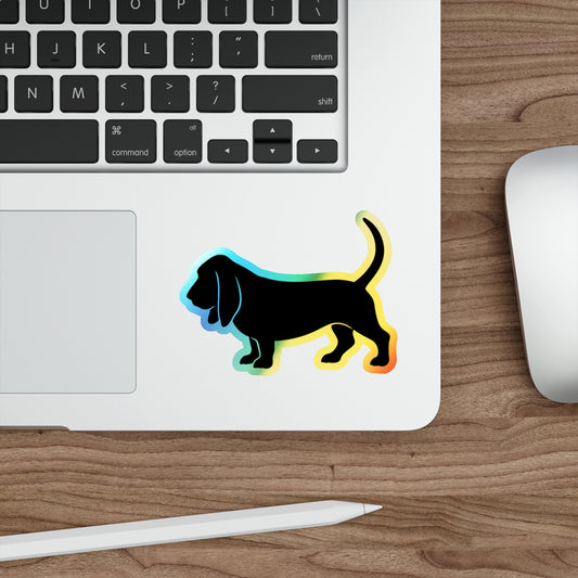 Basset Hound  Silhouette Holographic Sticker