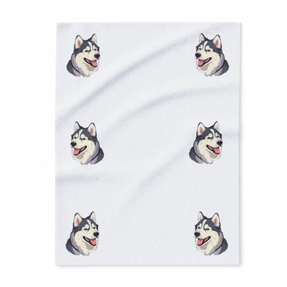 Malamute Head Arctic Fleece Blanket