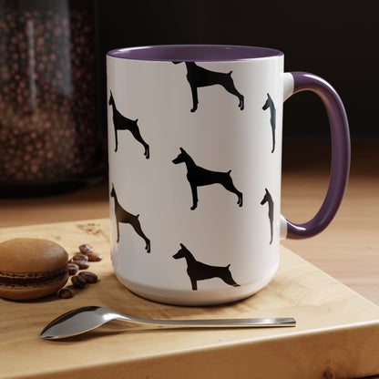 Doberman Silhouette 2-Tone Coffee Mug