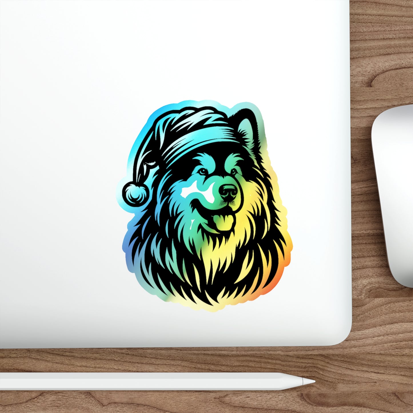 Santa Paws Malamute Holographic Sticker