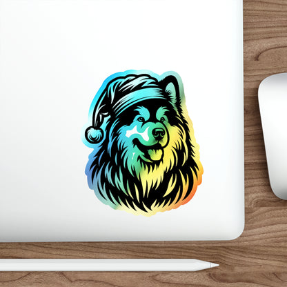 Santa Paws Malamute Holographic Sticker