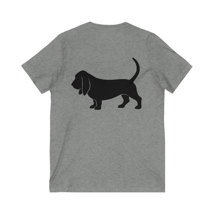 Basset Hound Silhouette Unisex Short Sleeve V-Neck Tee