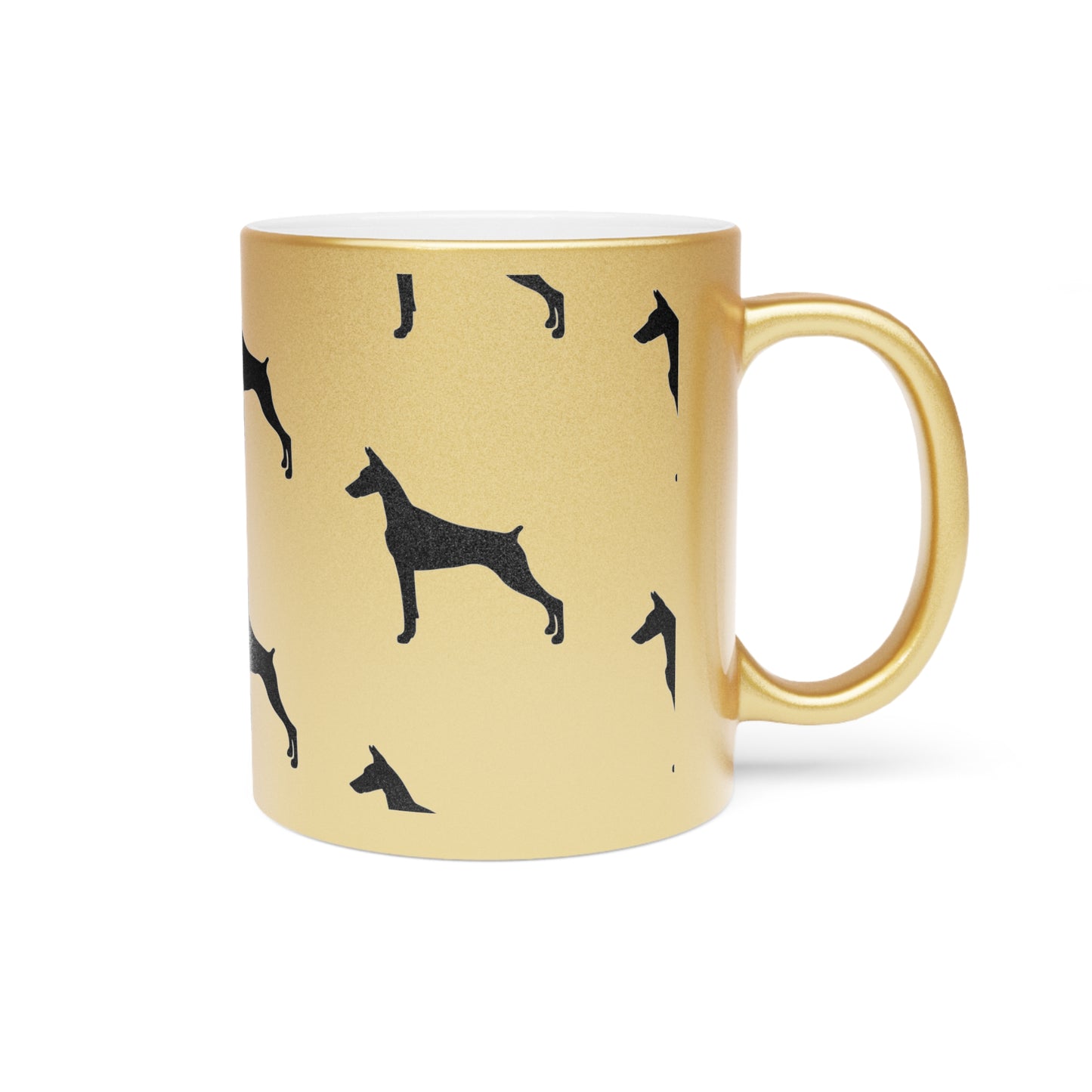 Doberman Silhouette Metallic Coffee Mug