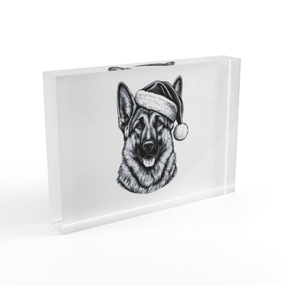 Santa Paws German Shepherd Acrylic Photo Block