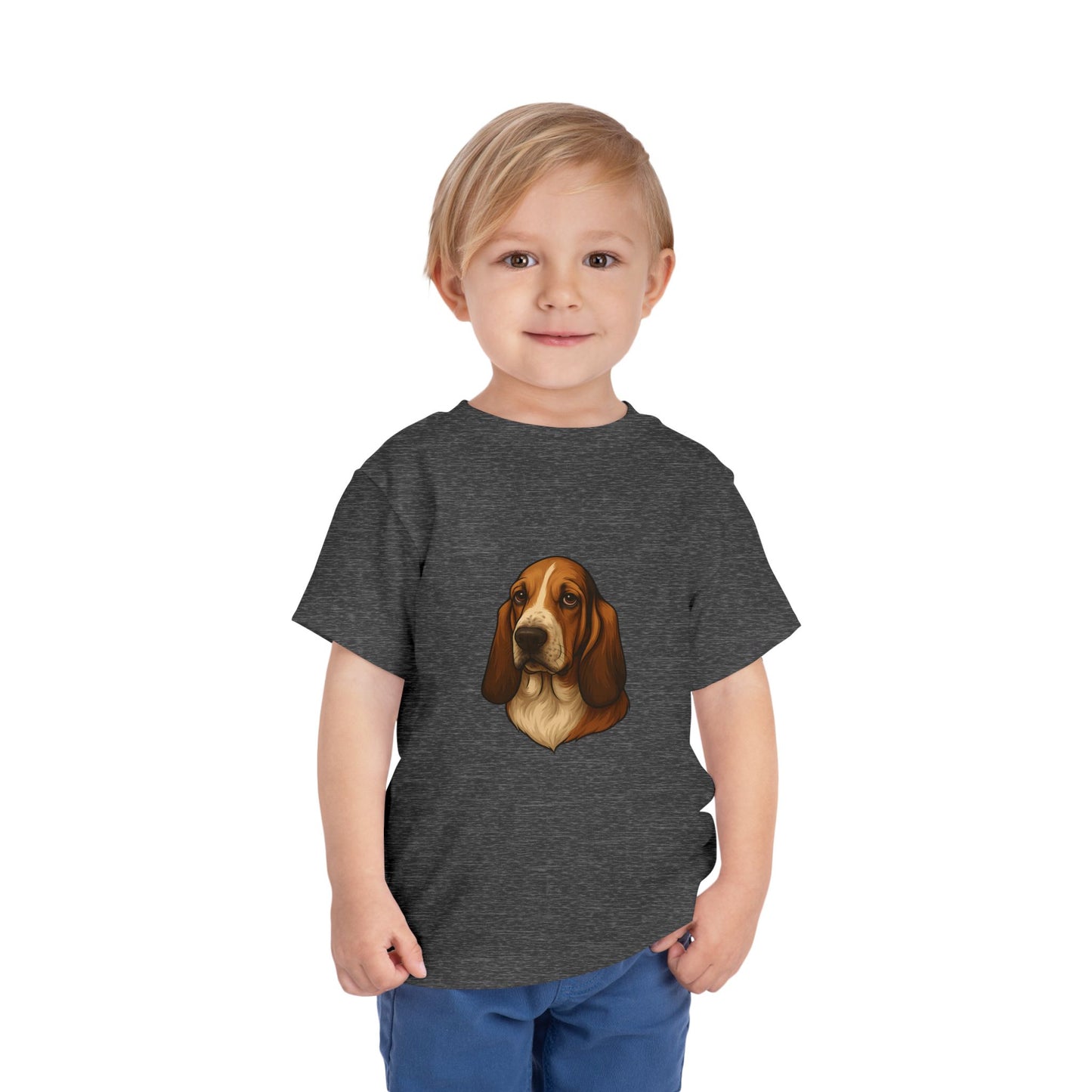 Basset Hound Head Toddler Unisex Short Sleeve Crewneck Tee
