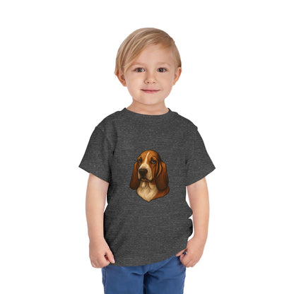 Basset Hound Head Toddler Unisex Short Sleeve Crewneck Tee