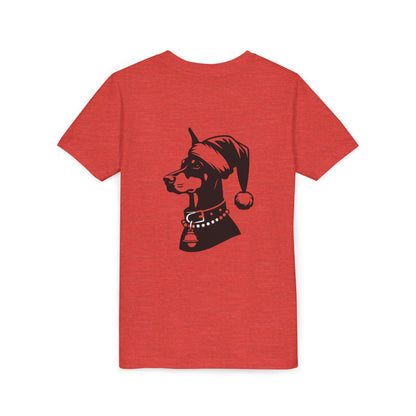 Santa Paws Doberman Youth Unisex Short Sleeve Crewneck Tee