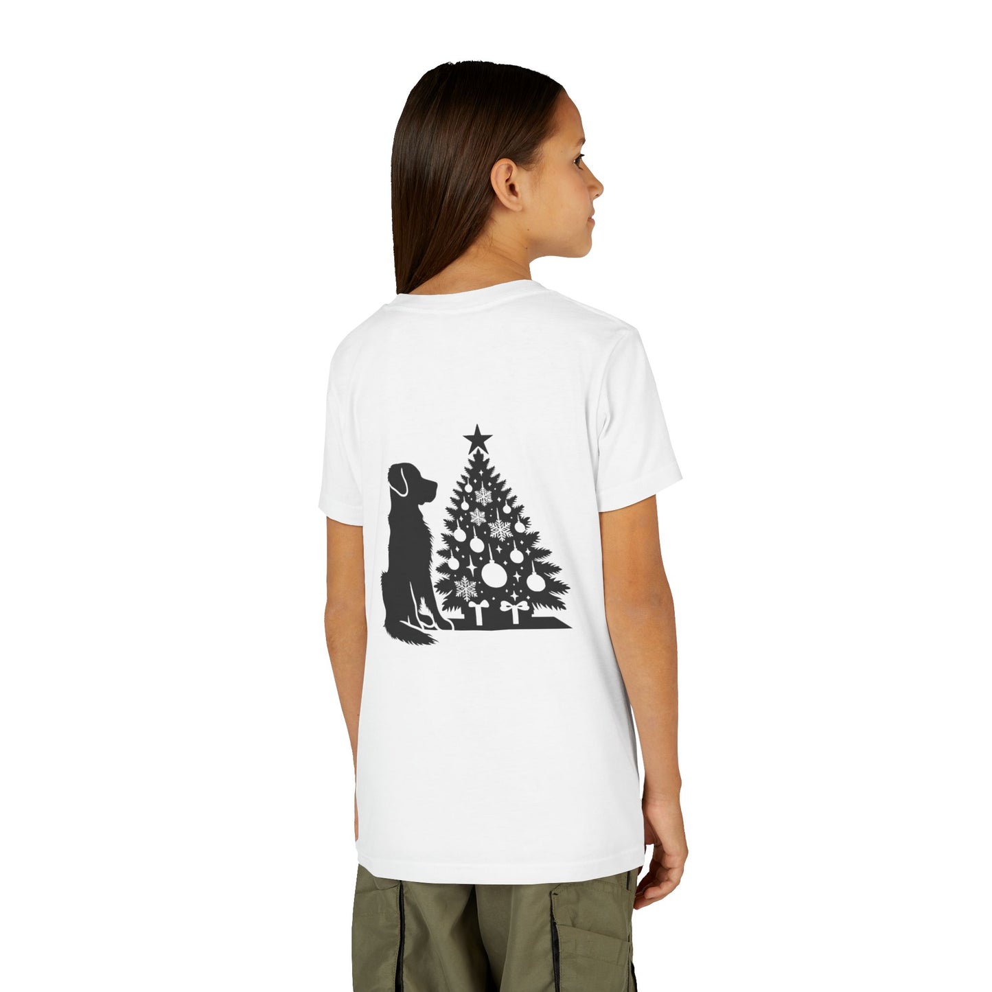 Golden Christmas Tree Youth Unisex Short Sleeve Crewneck Tee