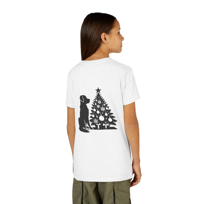 Golden Christmas Tree Youth Unisex Short Sleeve Crewneck Tee