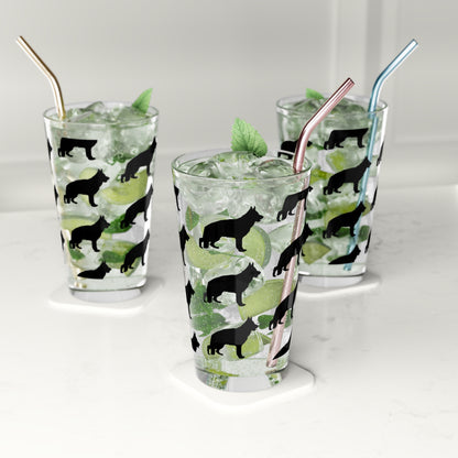 German Shepherd Silhouette Drinking Glass