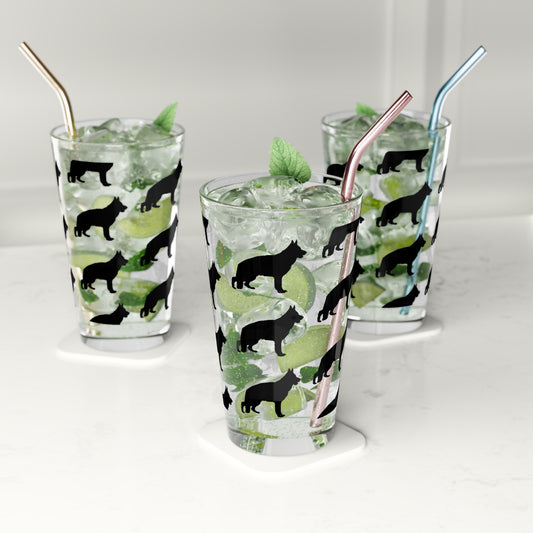 German Shepherd Silhouette Drinking Glass