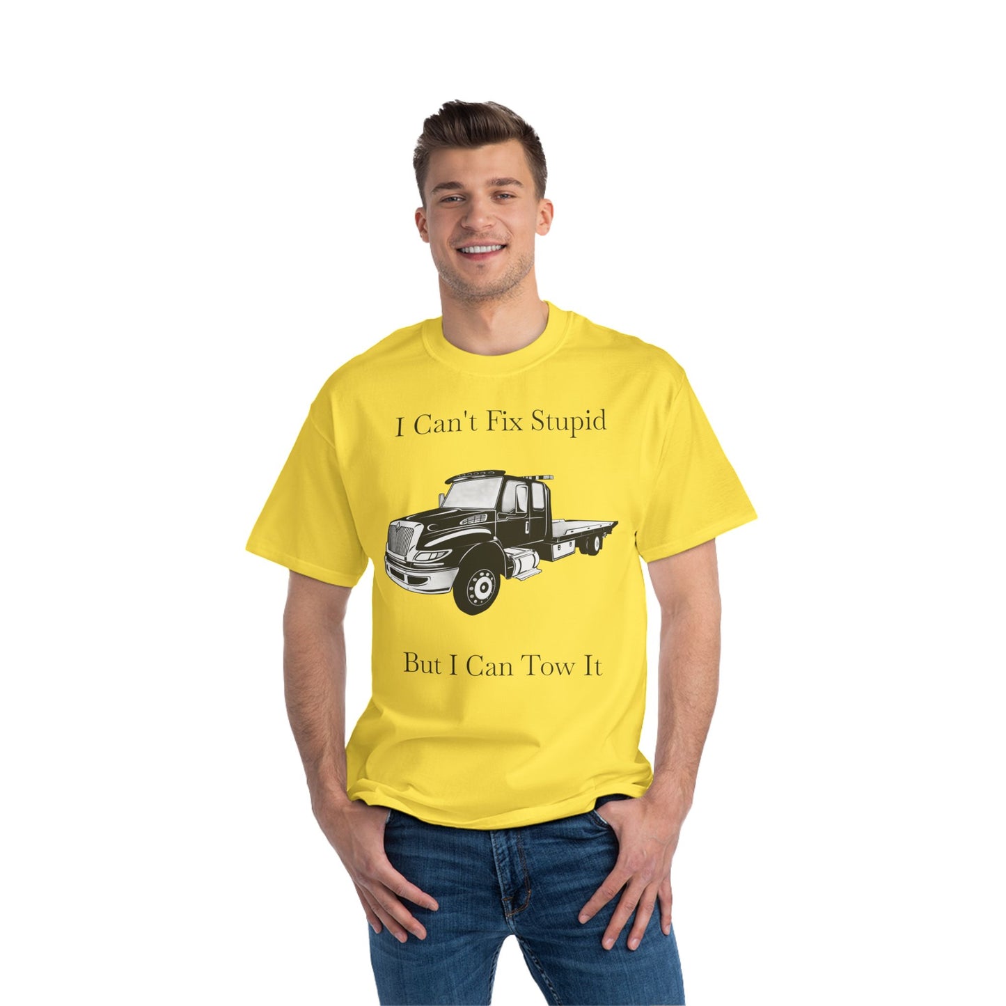 I Can't Fix Stupid Flatbed Men's Short-Sleeve Crewneck Tee