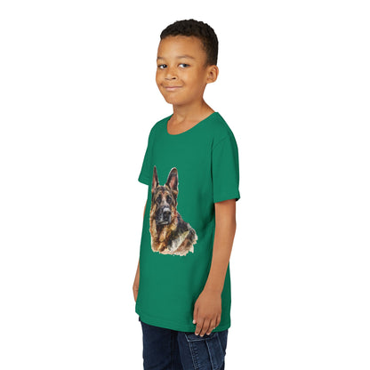 German Shepherd Head Youth Unisex Short Sleeve Crewneck Tee