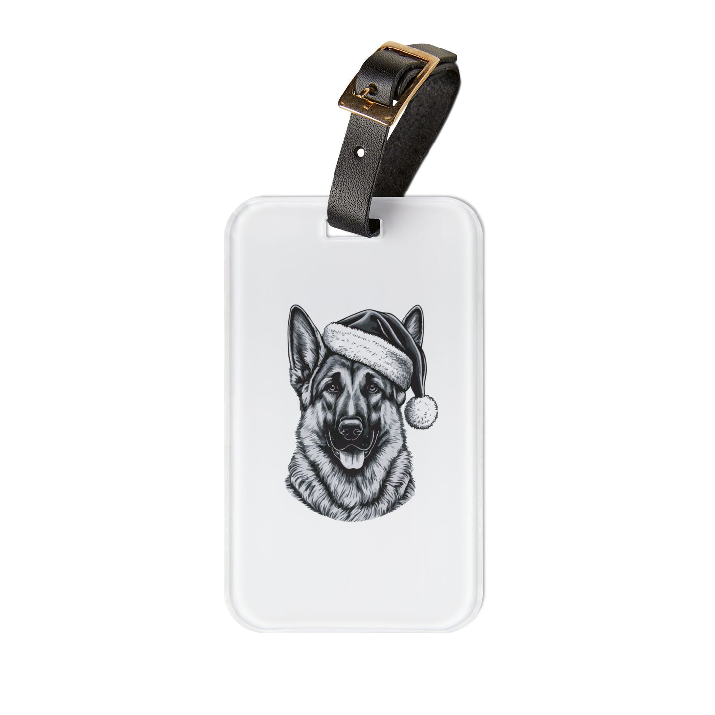 Santa Paws German Shepherd Leather Strap Luggage Tag