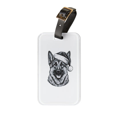 Santa Paws German Shepherd Leather Strap Luggage Tag