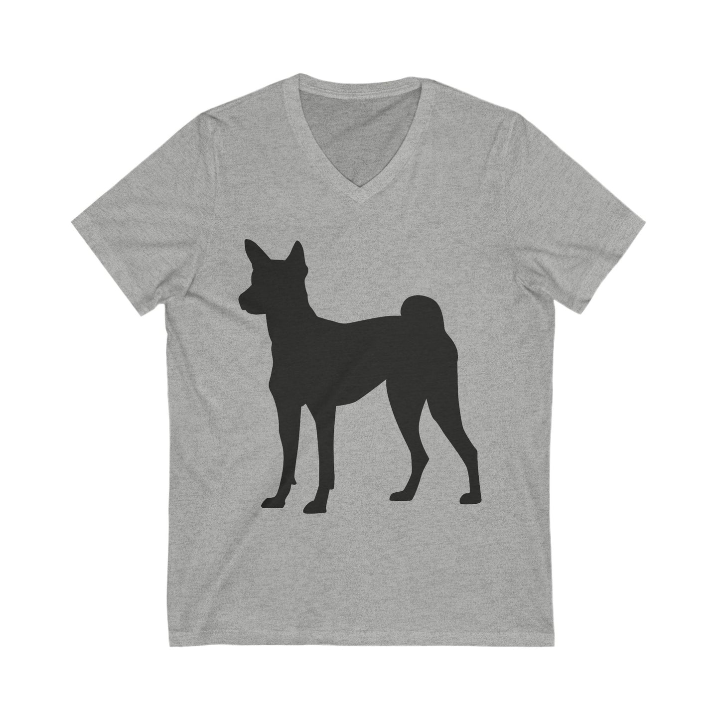 Basenji Silhouette Unisex Short Sleeve V-Neck Tee