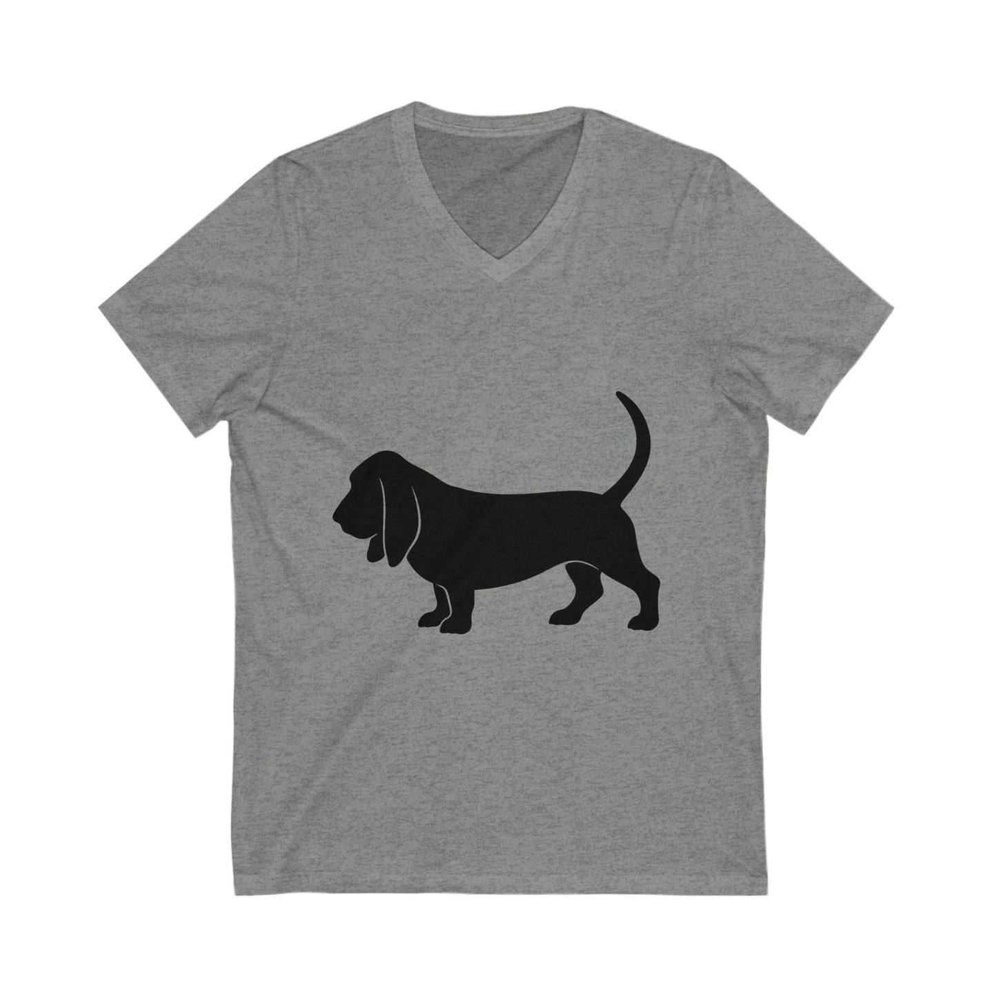 Basset Hound Silhouette Unisex Short Sleeve V-Neck Tee