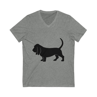 Basset Hound Silhouette Unisex Short Sleeve V-Neck Tee