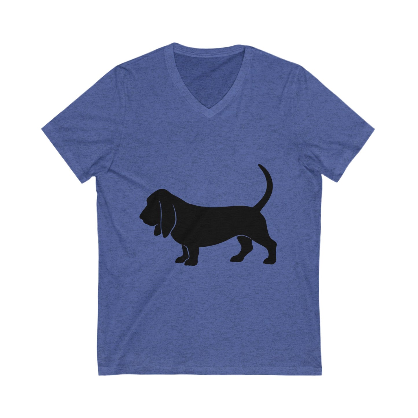 Basset Hound Silhouette Unisex Short Sleeve V-Neck Tee