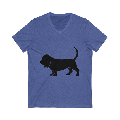 Basset Hound Silhouette Unisex Short Sleeve V-Neck Tee
