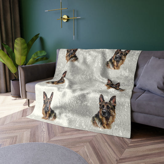 German Shepherd Head Crushed Velvet Blanket