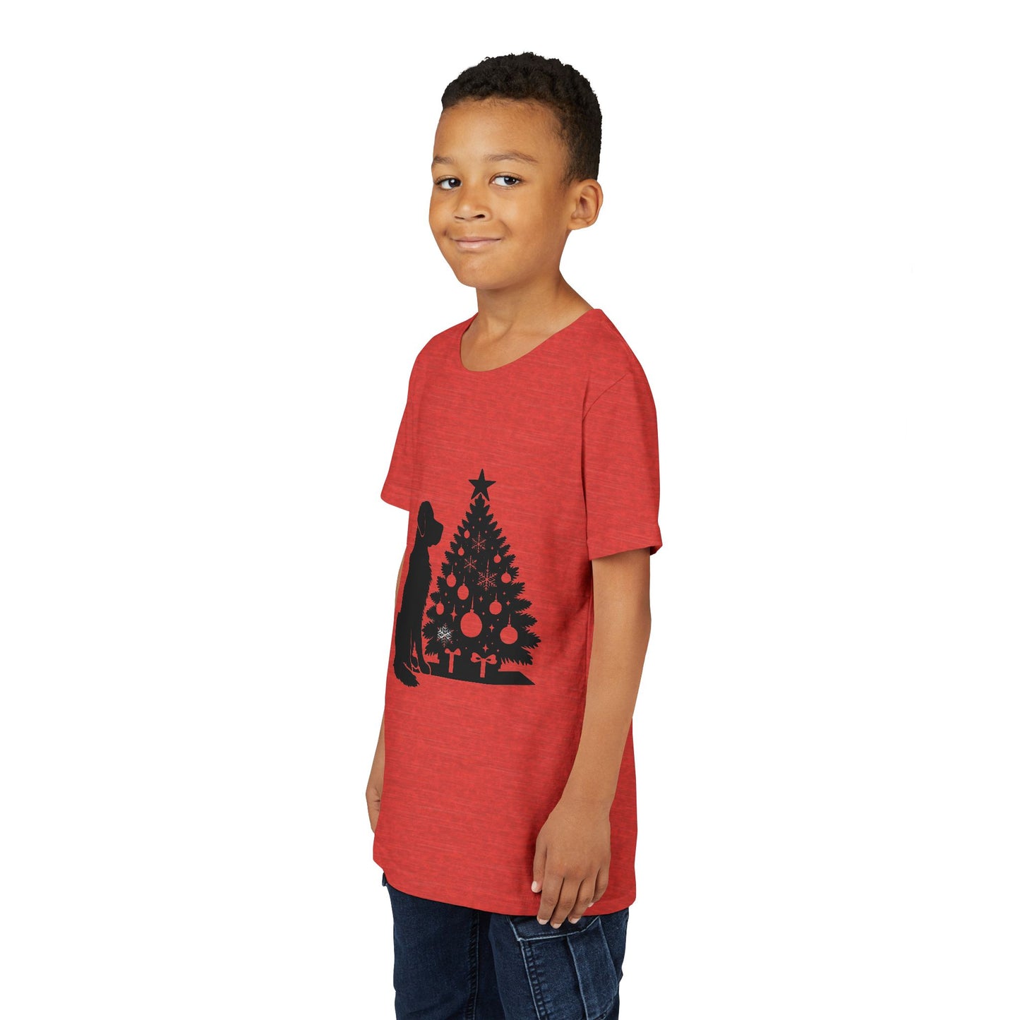 Golden Christmas Tree Youth Unisex Short Sleeve Crewneck Tee