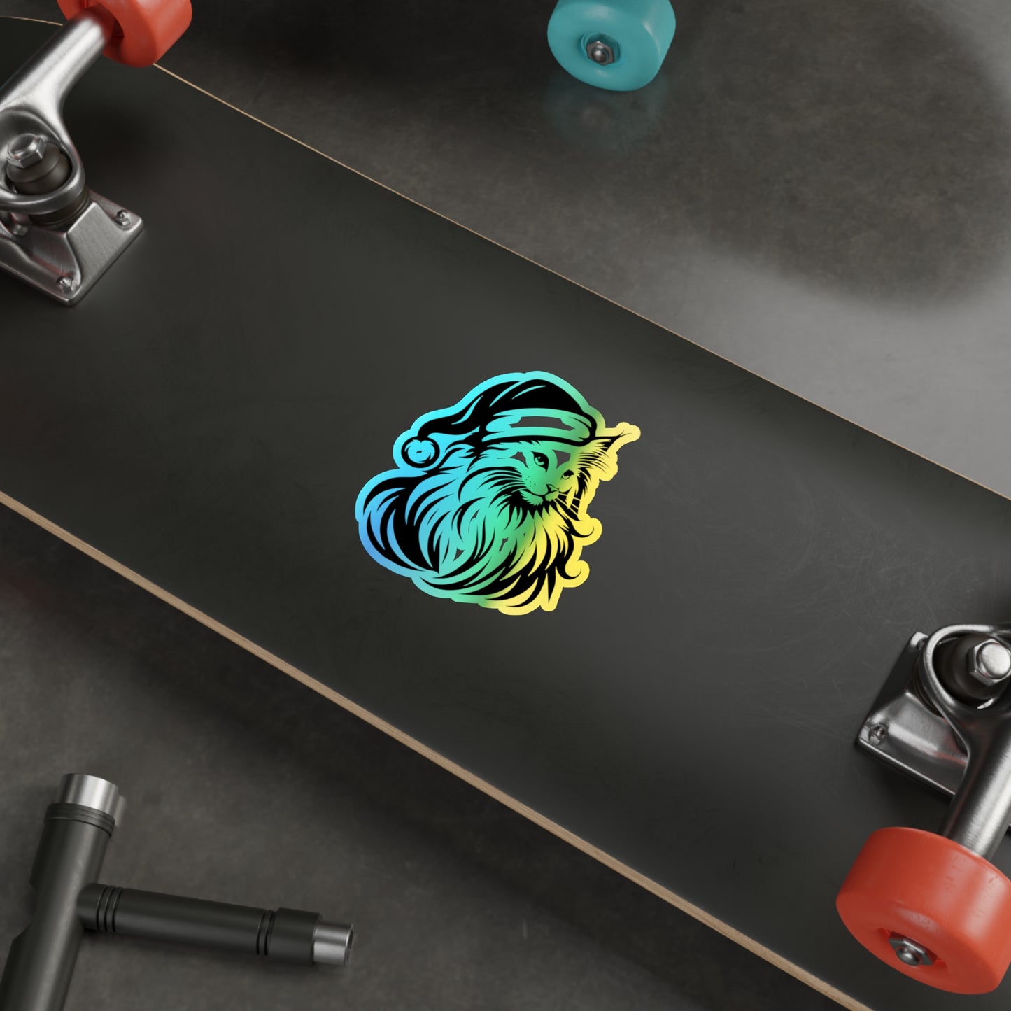 Santa Paws Cat Holographic Sticker