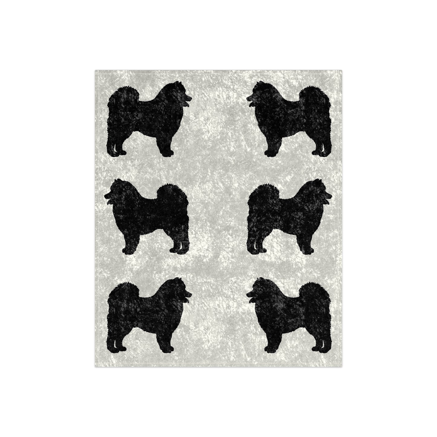 Samoyed Silhouette Crushed Velvet Blanket