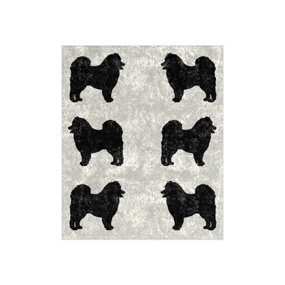 Samoyed Silhouette Crushed Velvet Blanket
