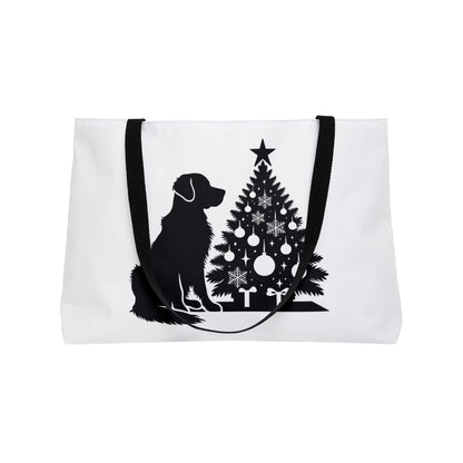 Golden Christmas Tree Weekender Tote Bag