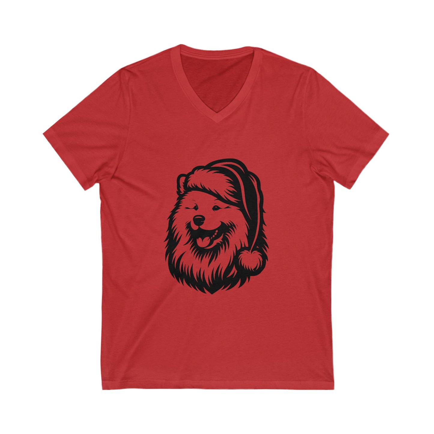 Santa Paws Samoyed Unisex Short Sleeve V-Neck Tee