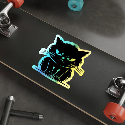 Angry Cat Holographic Sticker