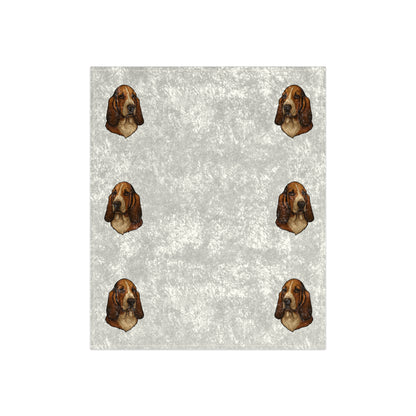 Basset Hound Head Crushed Velvet Blanket