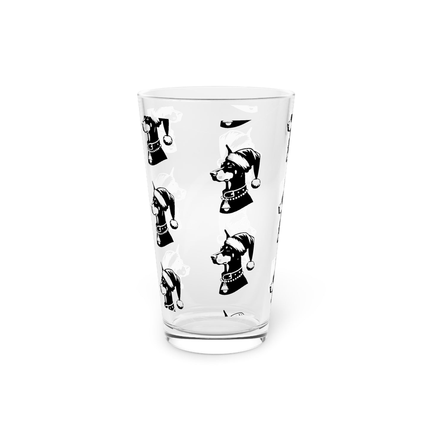 Santa Paws Doberman Drinking Glass