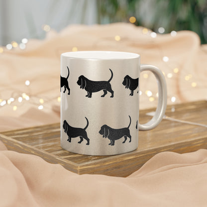 Basset Hound Silhouette Metallic Coffee Mug