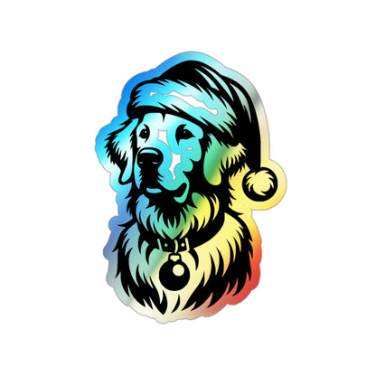 Santa Paws Golden Holographic Sticker