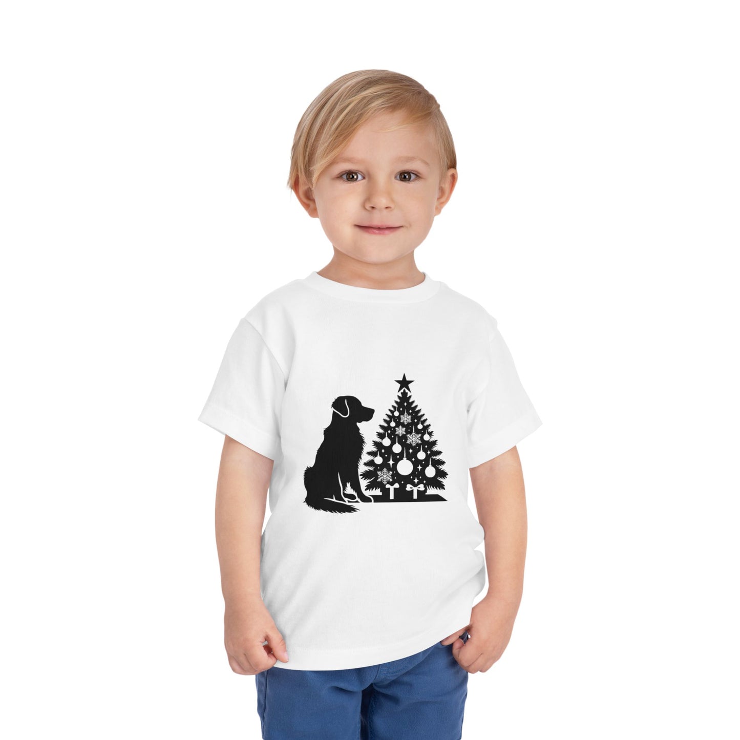 Golden Christmas Tree Toddler Unisex Short Sleeve Crewneck Tee
