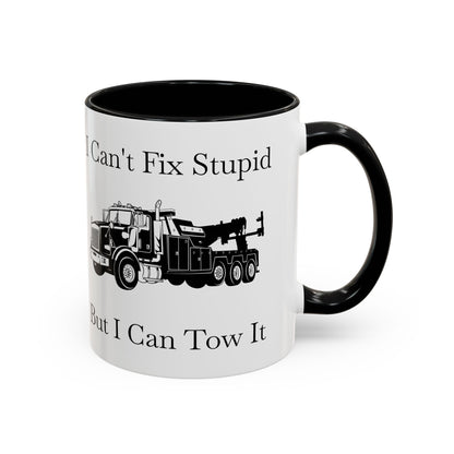 I Can't Fix Stupid Heavy Tow Truck 2-Tone Coffee Mug