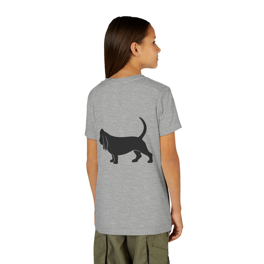 Basset Hound Silhouette Youth Unisex Short Sleeve Crewneck Tee