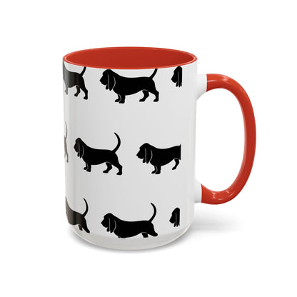 Basset Hound Silhouette 2-Tone Coffee Mug