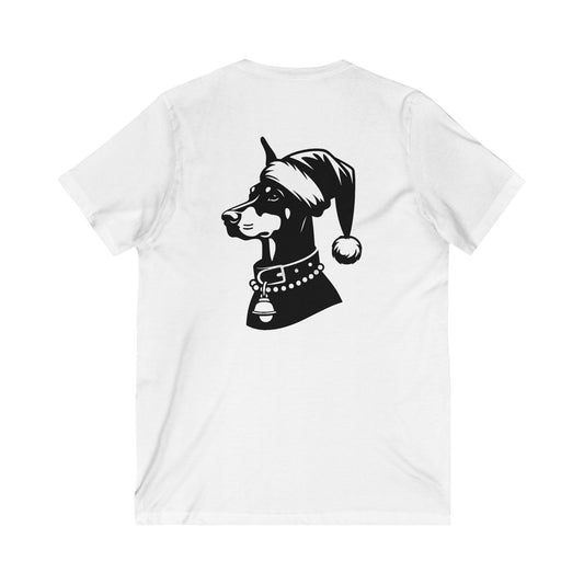 Santa Paws Doberman Unisex Short Sleeve V-Neck Tee