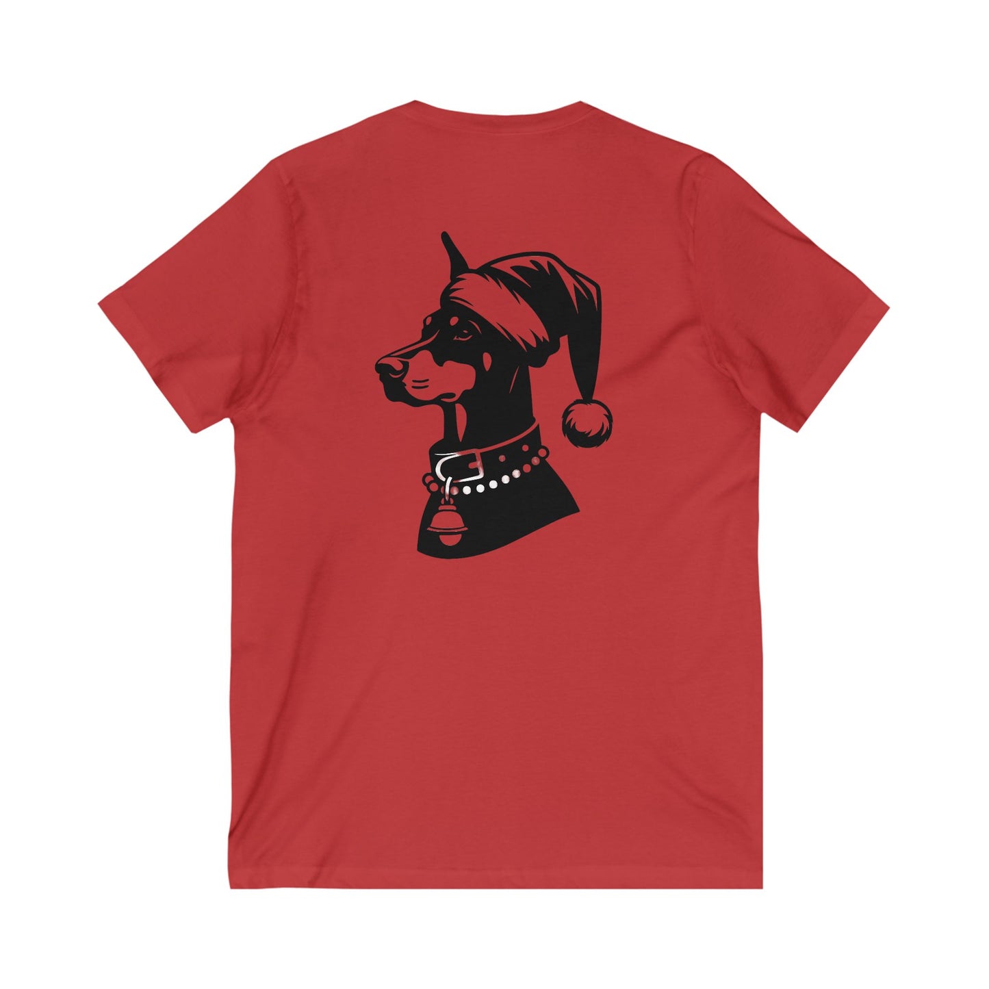 Santa Paws Doberman Unisex Short Sleeve V-Neck Tee