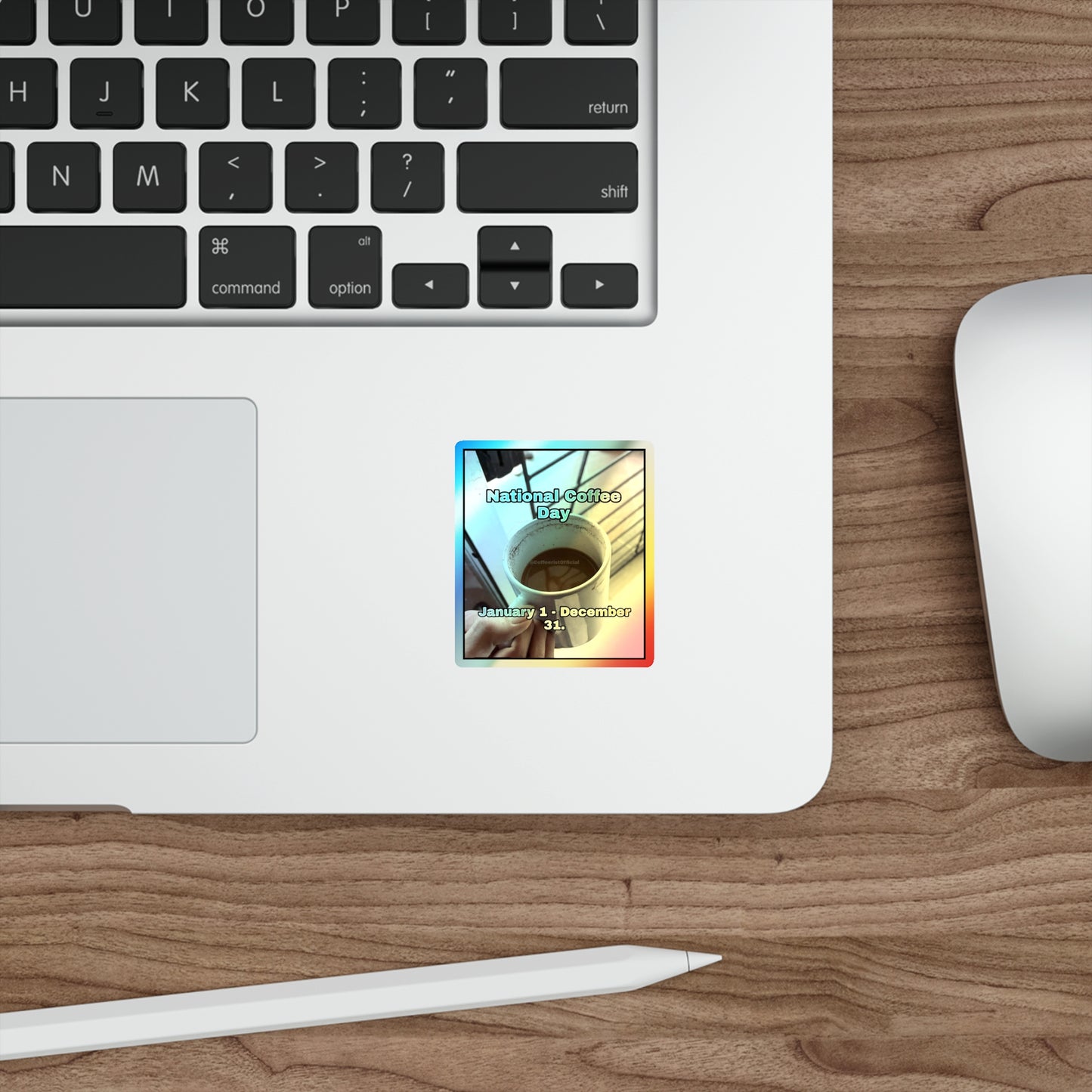 National Coffee Day Holographic Sticker